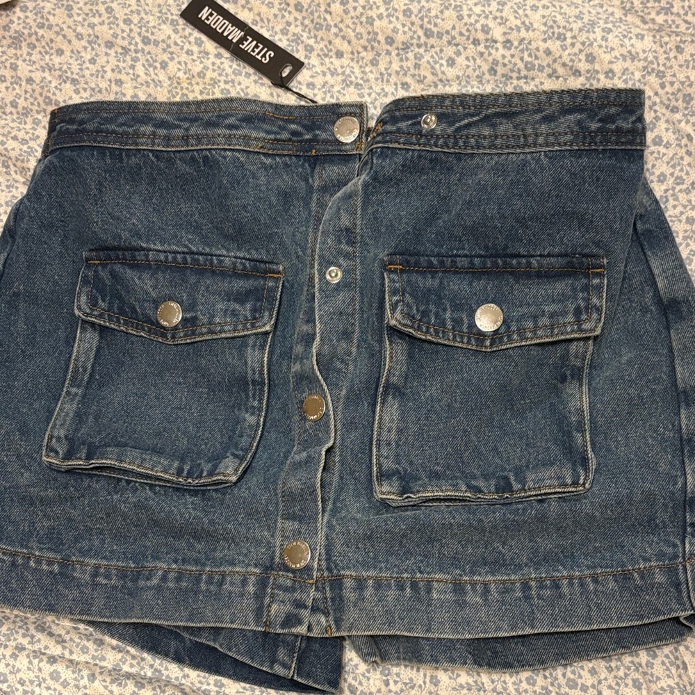 Steve Madden Blue Denim Skort with Pockets